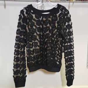 J.O.A. | Black Floral Lace Blouse | M